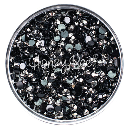 Rivet - Flat Back Rhinestone Silver on Black Mix 2mm to 5mm size - Honey Bee Stamps