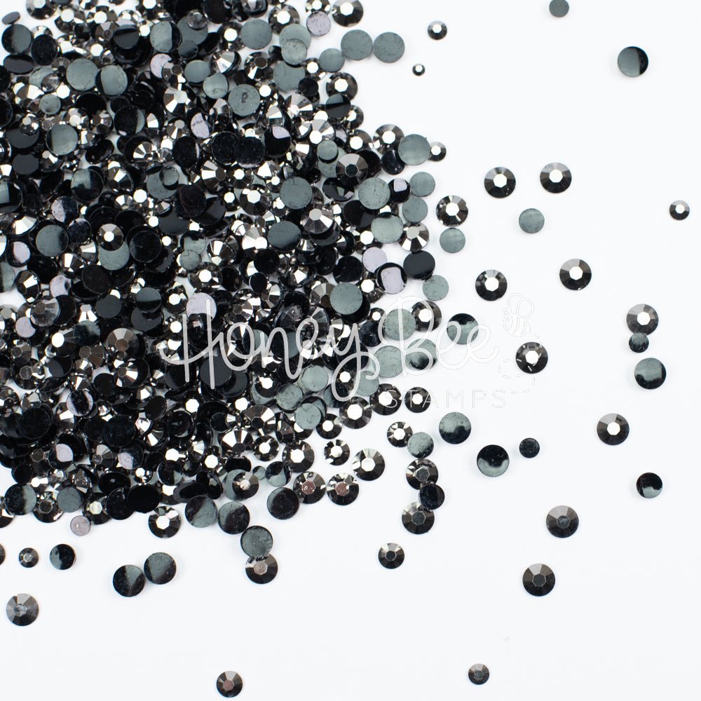 Rivet - Flat Back Rhinestone Silver on Black Mix 2mm to 5mm size - Honey Bee Stamps