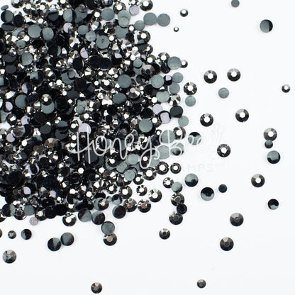 Rivet - Flat Back Rhinestone Silver on Black Mix 2mm to 5mm size - Honey Bee Stamps