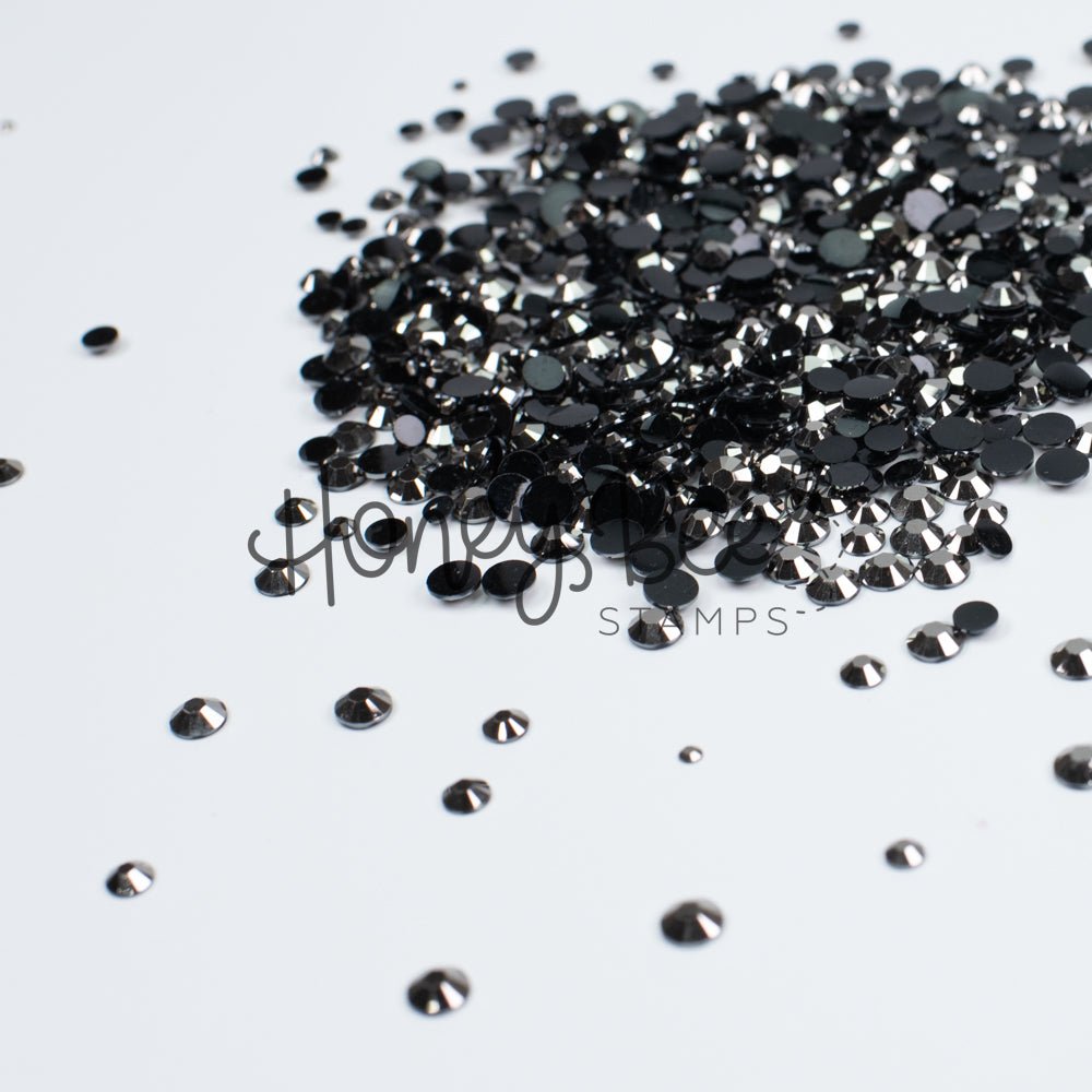 Rivet - Flat Back Rhinestone Silver on Black Mix 2mm to 5mm size - Honey Bee Stamps