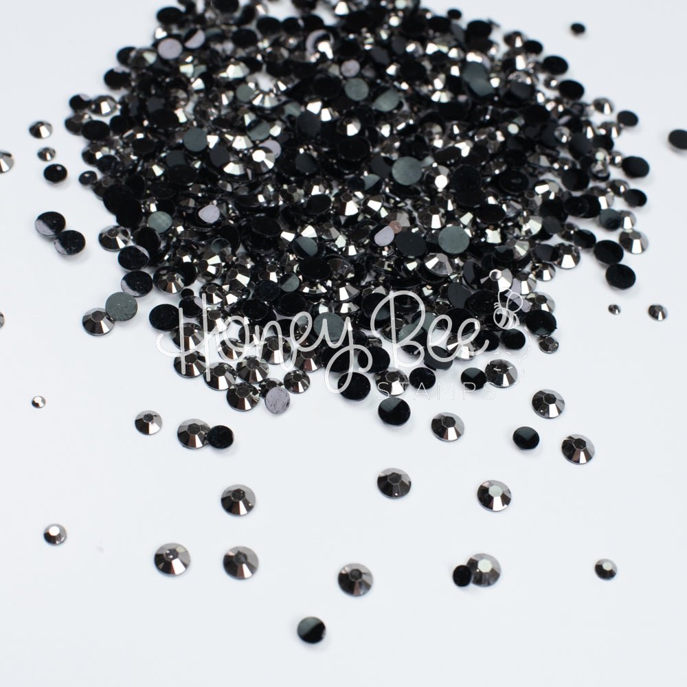 Rivet - Flat Back Rhinestone Silver on Black Mix 2mm to 5mm size - Honey Bee Stamps