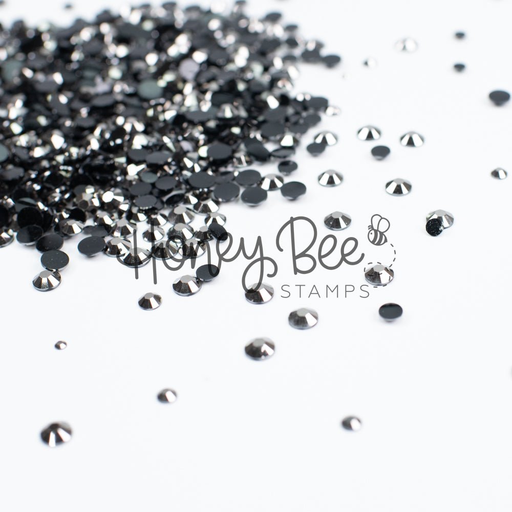 Rivet - Flat Back Rhinestone Silver on Black Mix 2mm to 5mm size - Honey Bee Stamps