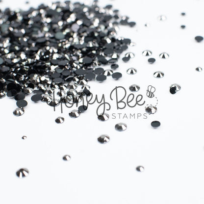 Rivet - Flat Back Rhinestone Silver on Black Mix 2mm to 5mm size - Honey Bee Stamps