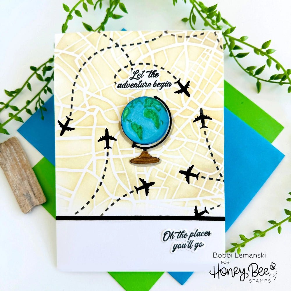 Road Map - 6"x6" Background Stencil - Honey Bee Stamps