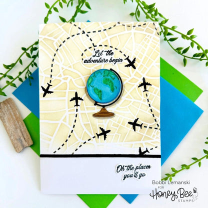 Road Map - 6"x6" Background Stencil - Honey Bee Stamps