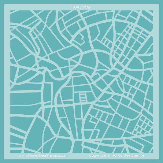 Road Map - 6"x6" Background Stencil - Honey Bee Stamps