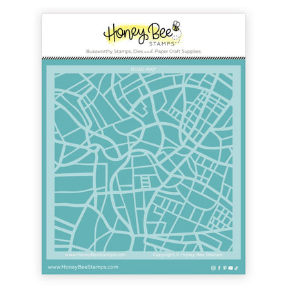 Road Map - 6"x6" Background Stencil - Honey Bee Stamps