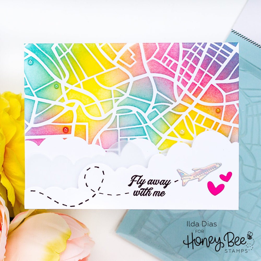 Road Map - 6"x6" Background Stencil - Honey Bee Stamps