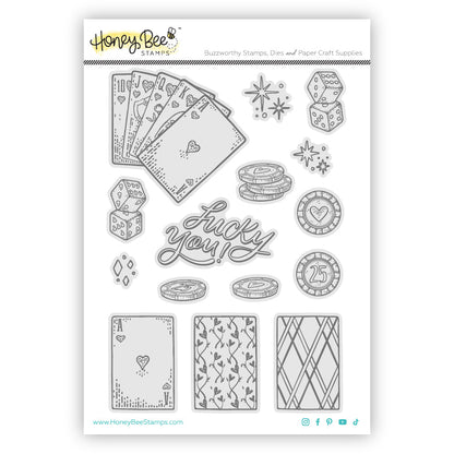Royal Flush - 6x8 Rubber Cling Stamp Set - Honey Bee Stamps