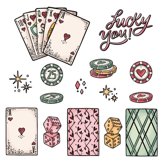 Royal Flush - 6x8 Rubber Cling Stamp Set - Honey Bee Stamps