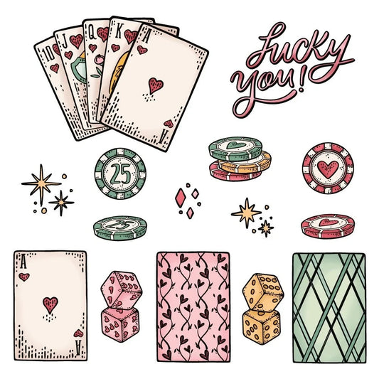 Royal Flush - 6x8 Rubber Cling Stamp Set - Honey Bee Stamps