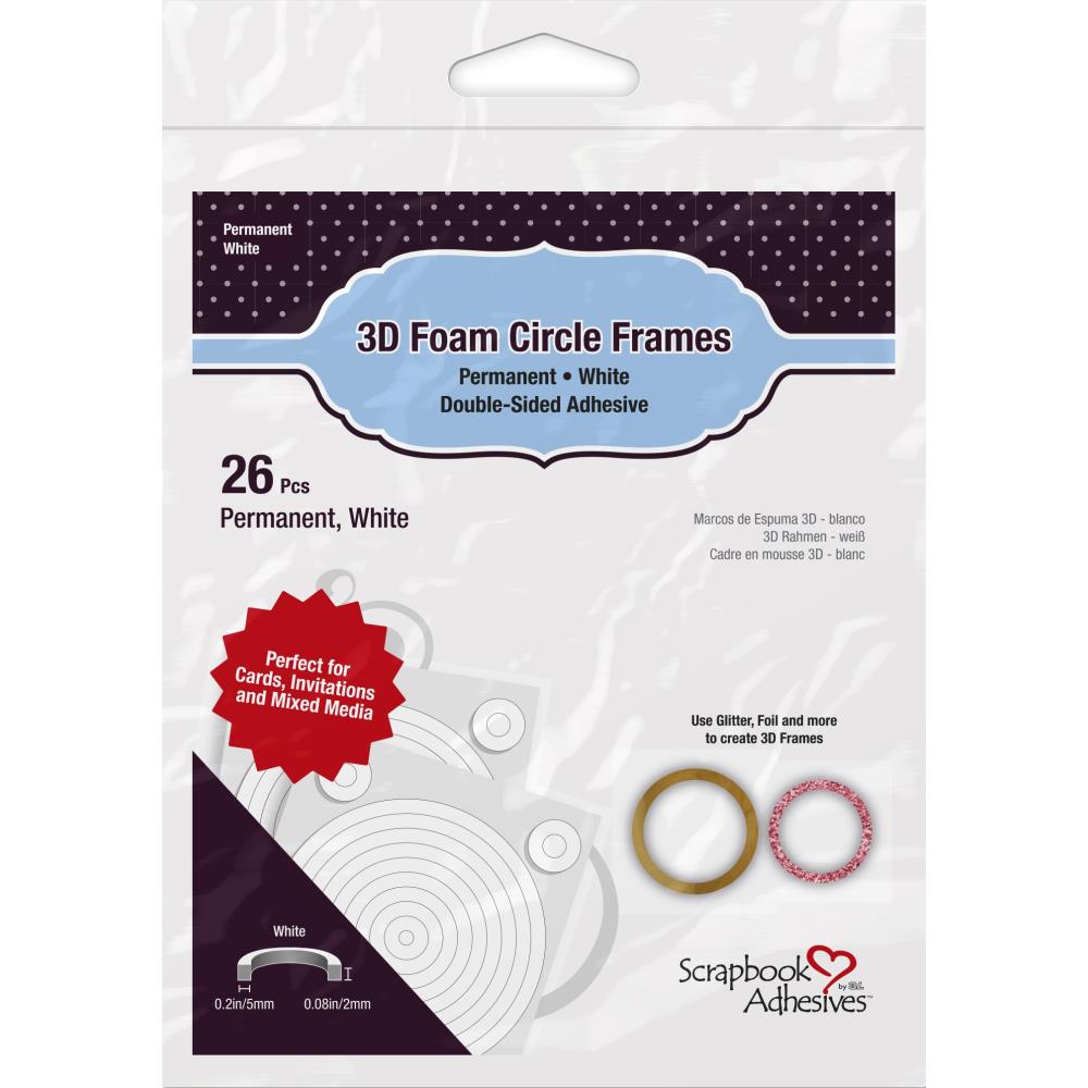 Scrapbook Adhesives 3D Foam Circle Frames Perfect For Shaker Cards - White - Honey Bee Stamps