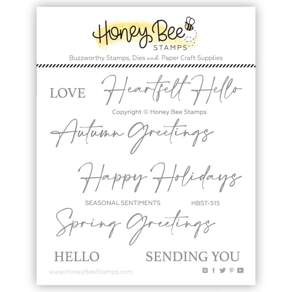 Seasonal Sentiments - 3x3 Photopolymer Stamp Set - Honey Bee Stamps