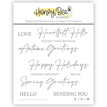 Seasonal Sentiments - 3x3 Photopolymer Stamp Set - Honey Bee Stamps