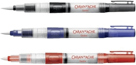 Set of 3 Pro Water Brushes, Caran d'Ache Museum Aquarelle Waterbrush - Honey Bee Stamps