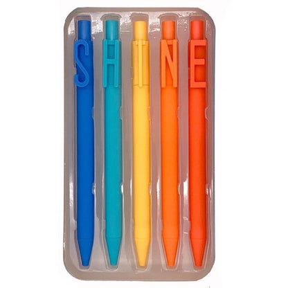 SHINE Word Play Set of 5 Black Gel Clip Pens - Honey Bee Stamps