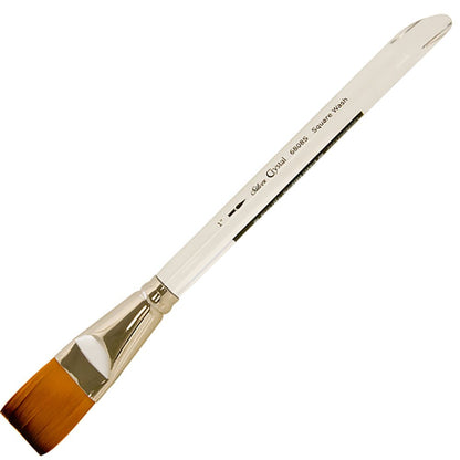 SilverBrush™ Crystal™ Clear Acrylic Handle - Beveled Tip Square Wash 1 Inch - Crystal Golden Taklon Paint Brush for Water - Based Media - Honey Bee Stamps