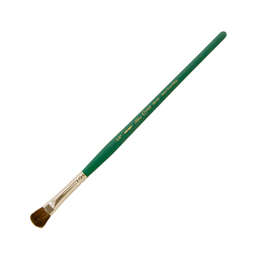SilverBrush™ Crystal™ Mini Oval Mop Brush Size 3/8 Inch - Crystal Golden Taklon Paint Brush for Water - Based Media - Honey Bee Stamps