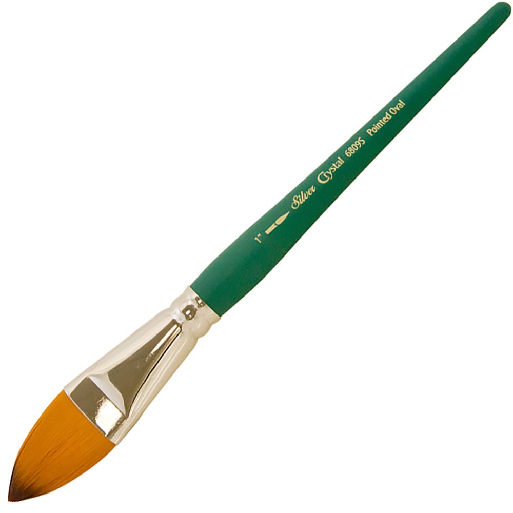 SilverBrush™ Crystal™ Pointed Oval Brush Size 1 Inch - Crystal Golden Taklon Paint Brush for Water - Based Media - Honey Bee Stamps