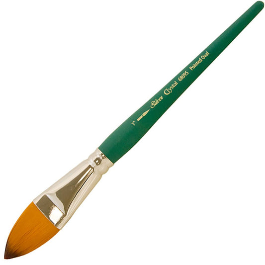 SilverBrush™ Crystal™ Pointed Oval Brush Size 1 Inch - Crystal Golden Taklon Paint Brush for Water - Based Media - Honey Bee Stamps