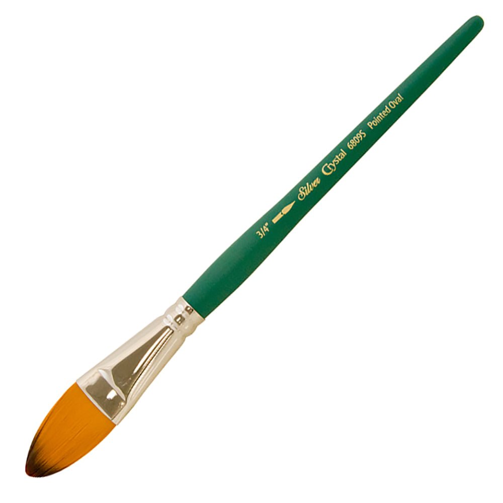 SilverBrush™ Crystal™ Pointed Oval Brush Size 3/4 Inch - Crystal Golden Taklon Paint Brush for Water - Based Media - Honey Bee Stamps