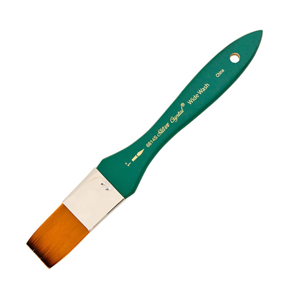 SilverBrush™ Crystal™ Wide Wash Brush Size 1 Inch - Crystal Golden Taklon Paint Brush for Water - Based Media - Honey Bee Stamps
