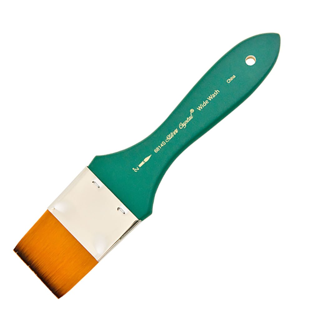 SilverBrush™ Crystal™ Wide Wash Brush Size 2 Inch - Crystal Golden Taklon Paint Brush for Water - Based Media - Honey Bee Stamps