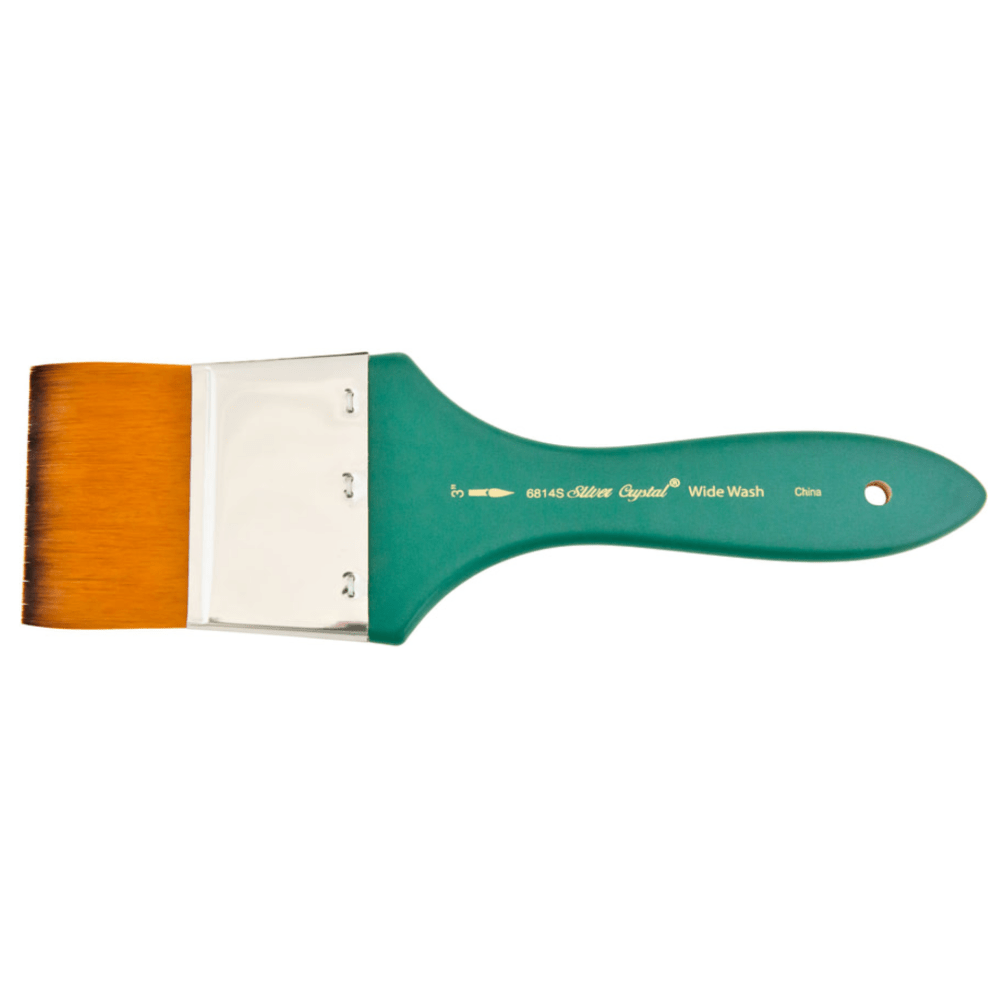 SilverBrush™ Crystal™ Wide Wash Brush Size 3 Inch - Crystal Golden Taklon Paint Brush for Water - Based Media - Honey Bee Stamps