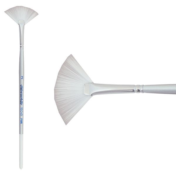 Silverwhite® Short Handle Foundation Watercolor Fan Brush Size 2 - Honey Bee Stamps