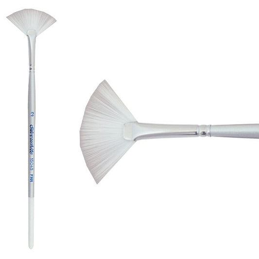 Silverwhite® Short Handle Foundation Watercolor Fan Brush Size 2 - Honey Bee Stamps