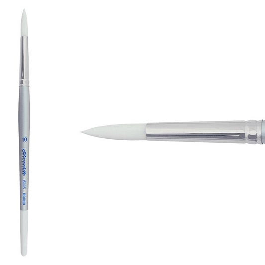 Silverwhite® Short Handle Foundation Watercolor Round Brush Size 10 - Honey Bee Stamps