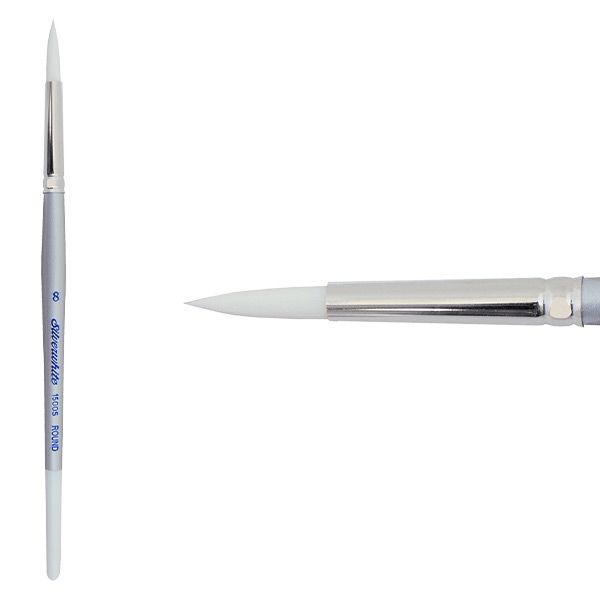 Silverwhite® Short Handle Foundation Watercolor Round Paint Brush 8 SilverBrush - Honey Bee Stamps