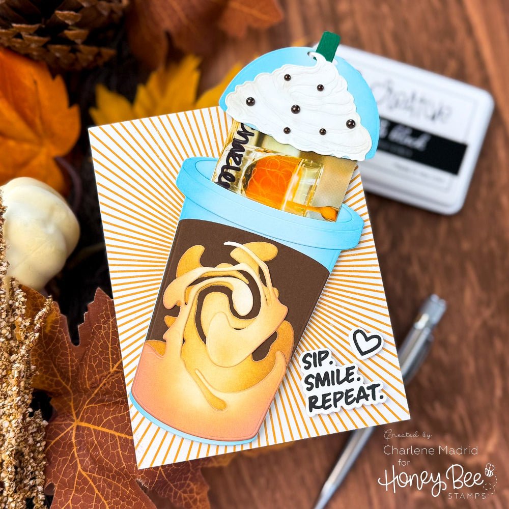 Sip. Smile. Repeat. - 4x 4 Photopolymer Stamp Set - Honey Bee Stamps