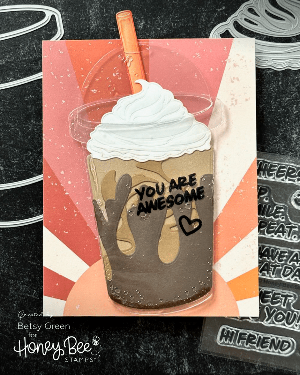 Sip. Smile. Repeat. - 4x 4 Photopolymer Stamp Set - Honey Bee Stamps