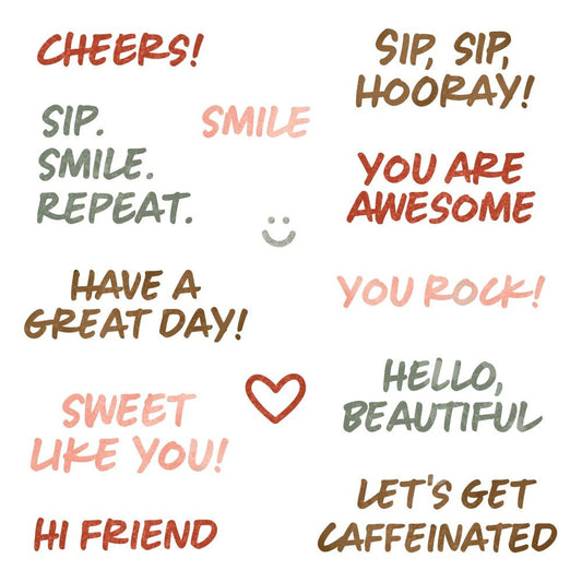 Sip. Smile. Repeat. - 4x 4 Photopolymer Stamp Set - Honey Bee Stamps