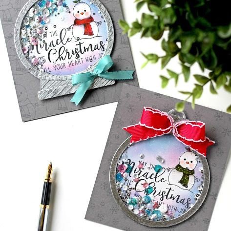 Snow Globe and Ornament Shaker Card - Honey Cuts - Stand - Alone Dies - Honey Bee Stamps