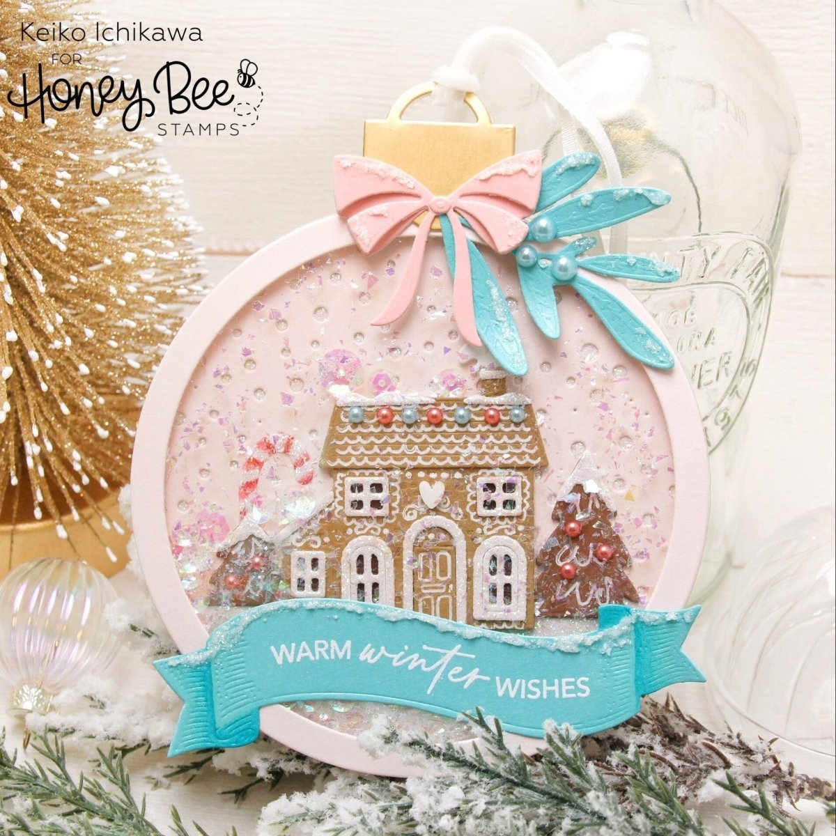 Snow Globe and Ornament Shaker Card - Honey Cuts - Stand - Alone Dies - Honey Bee Stamps