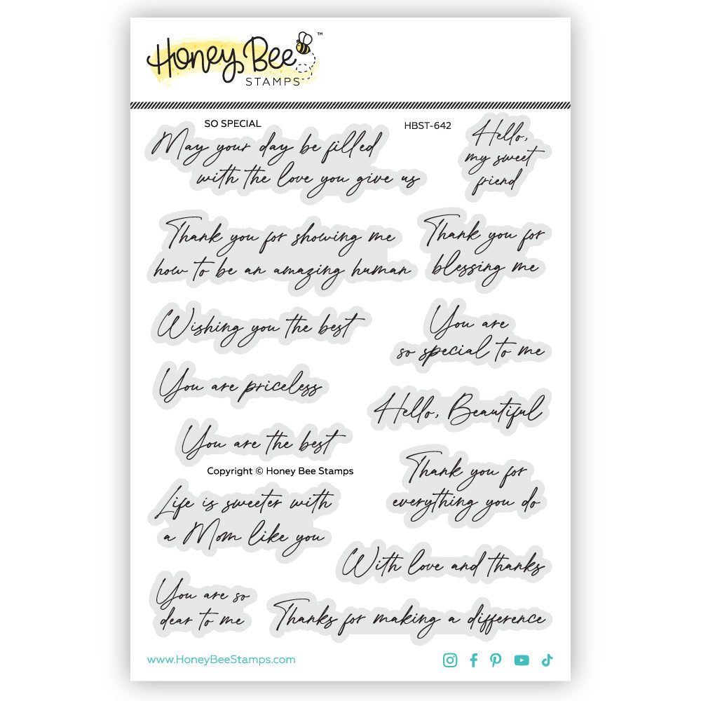 So Special - 5x6.5 Photopolymer Stamp Set - Honey Bee Stamps
