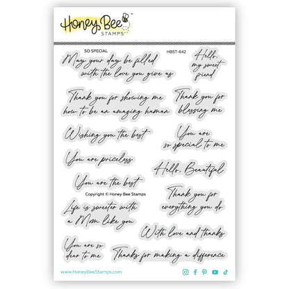 So Special - 5x6.5 Photopolymer Stamp Set - Honey Bee Stamps