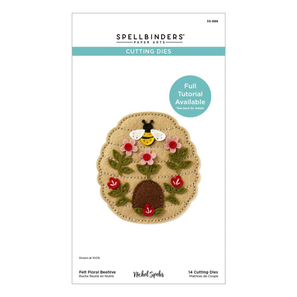 Spellbinders Felt Floral Beehive Etched Dies From The Summer Felt Stitch & Create Collection By Nichol Spohr - Honey Bee Stamps