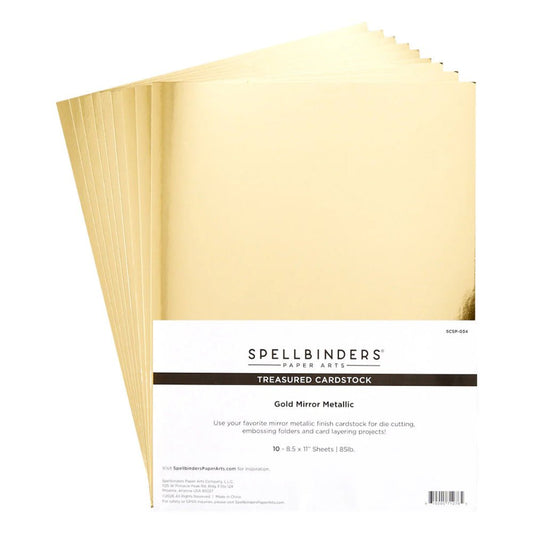 Spellbinders Gold Mirror Metallic Treasured Cardstock 8-1/2" x 11" - 10 Pack - Honey Bee Stamps