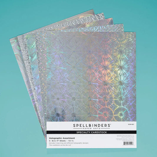 Spellbinders Holographic Assortment Specialty Cardstock 8 - 1/2" x 11" - 5 Pack - Honey Bee Stamps