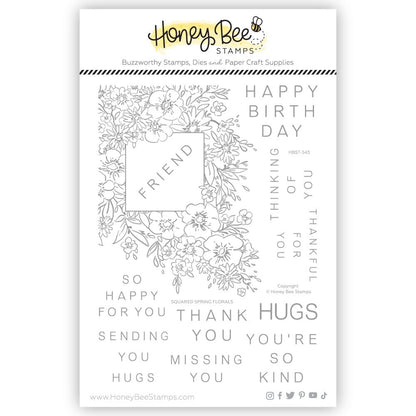 Squared Spring Florals - 6x8 Photopolymer Stamp Set - Honey Bee Stamps