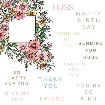 Squared Spring Florals - 6x8 Photopolymer Stamp Set - Honey Bee Stamps