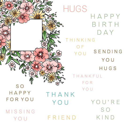 Squared Spring Florals - 6x8 Photopolymer Stamp Set - Honey Bee Stamps