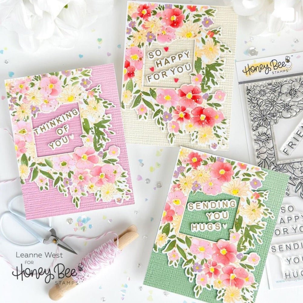 Squared Spring Florals - 6x8 Photopolymer Stamp Set - Honey Bee Stamps