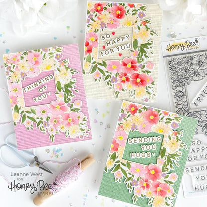 Squared Spring Florals - 6x8 Photopolymer Stamp Set - Honey Bee Stamps