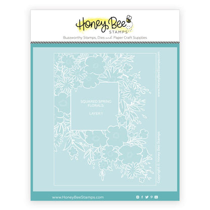 Squared Spring Florals - Set of 6 - 6"x6" Coordinating Stencils - Honey Bee Stamps