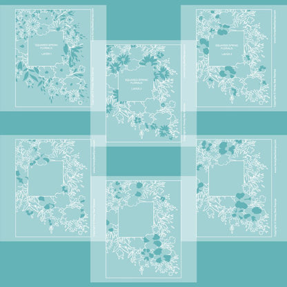 Squared Spring Florals - Set of 6 - 6"x6" Coordinating Stencils - Honey Bee Stamps