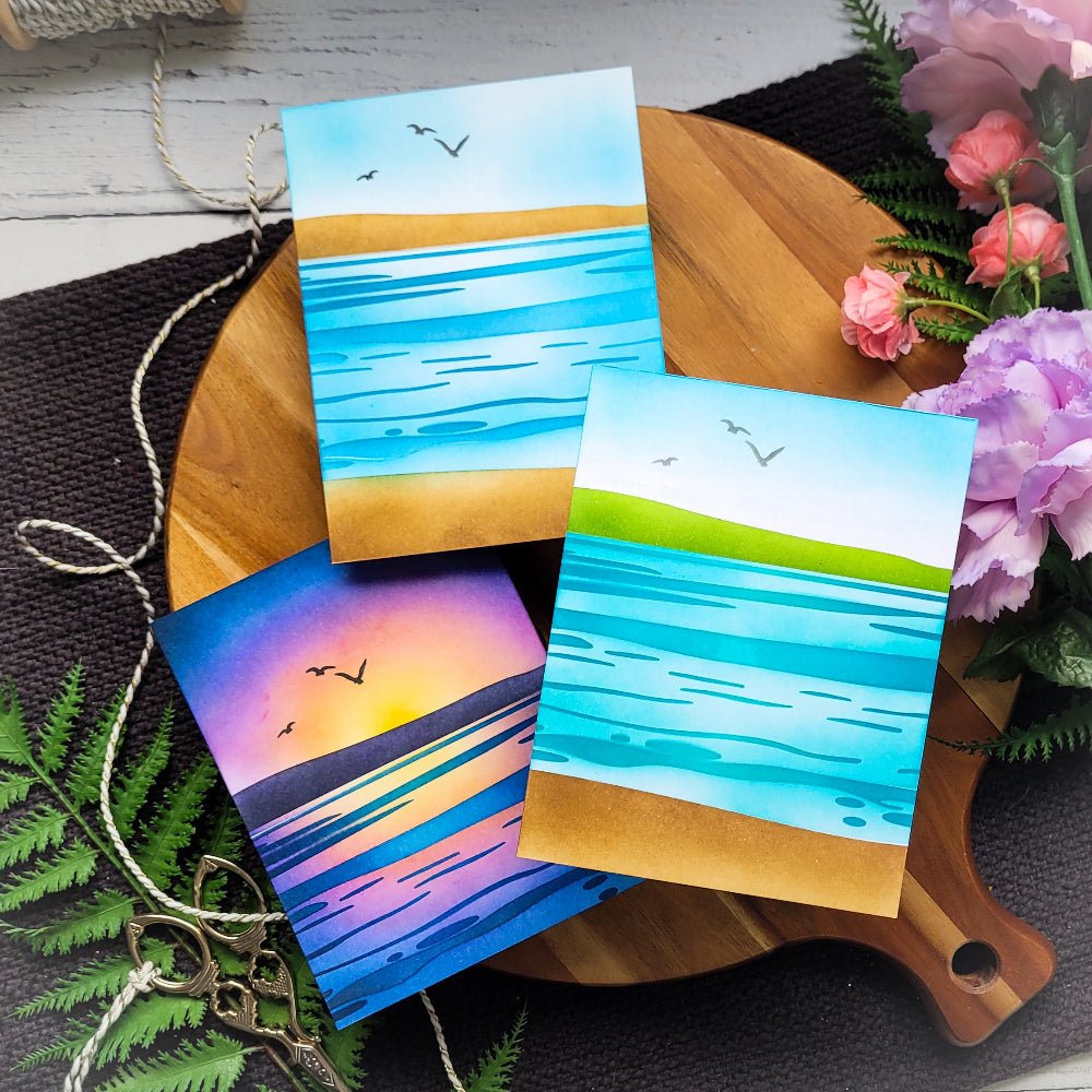 Steady Waters - 6"x6" Stencil Set of 2 Layering Background Stencils - Honey Bee Stamps